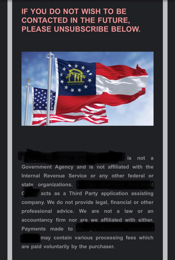 Screenshot of legal text defining what this renewal business is and is not
